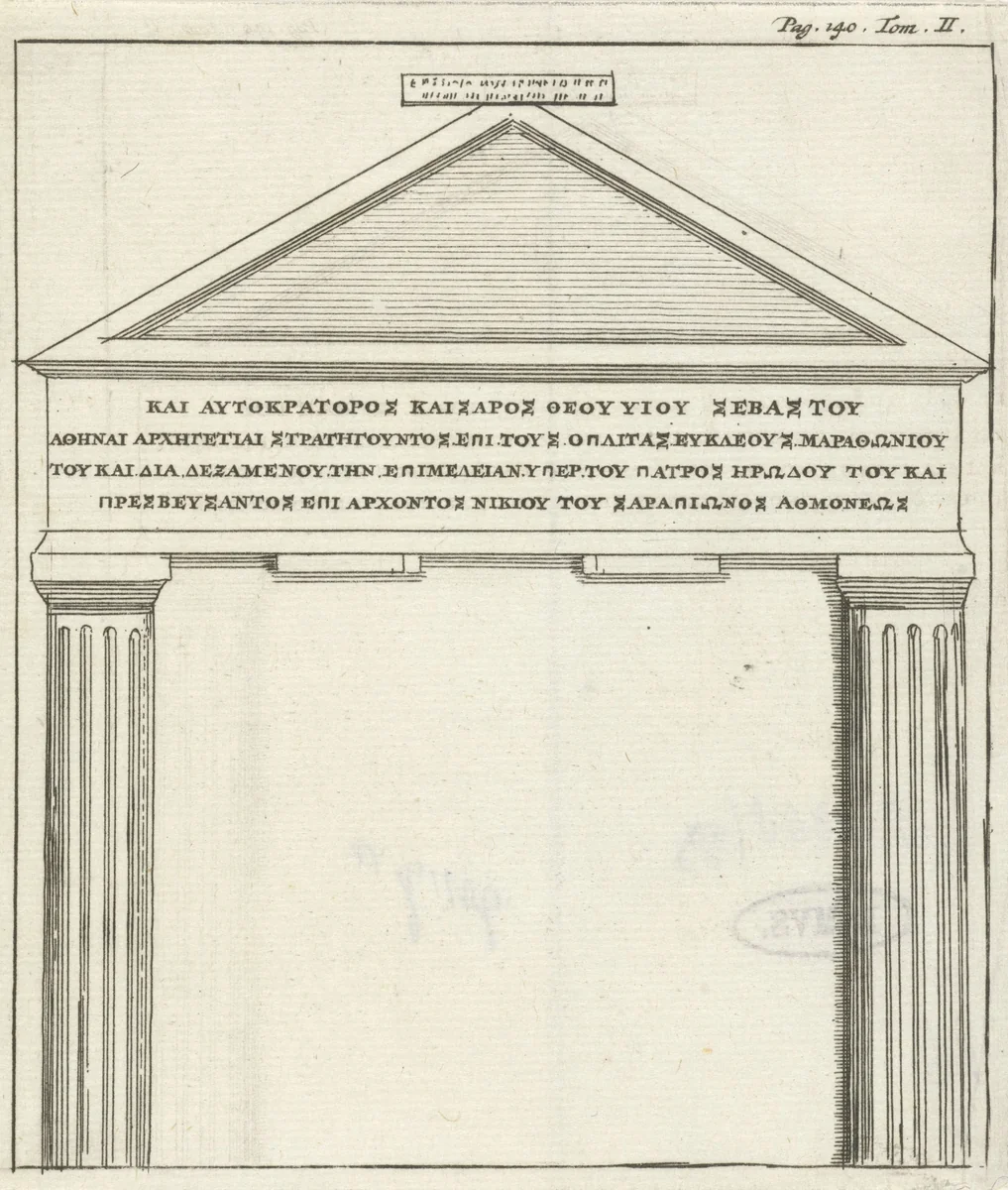 Romeinse poort te Athene by Jan Luyken, print, 1679