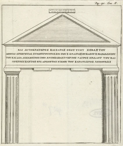 Romeinse poort te Athene by Jan Luyken, print, 1679