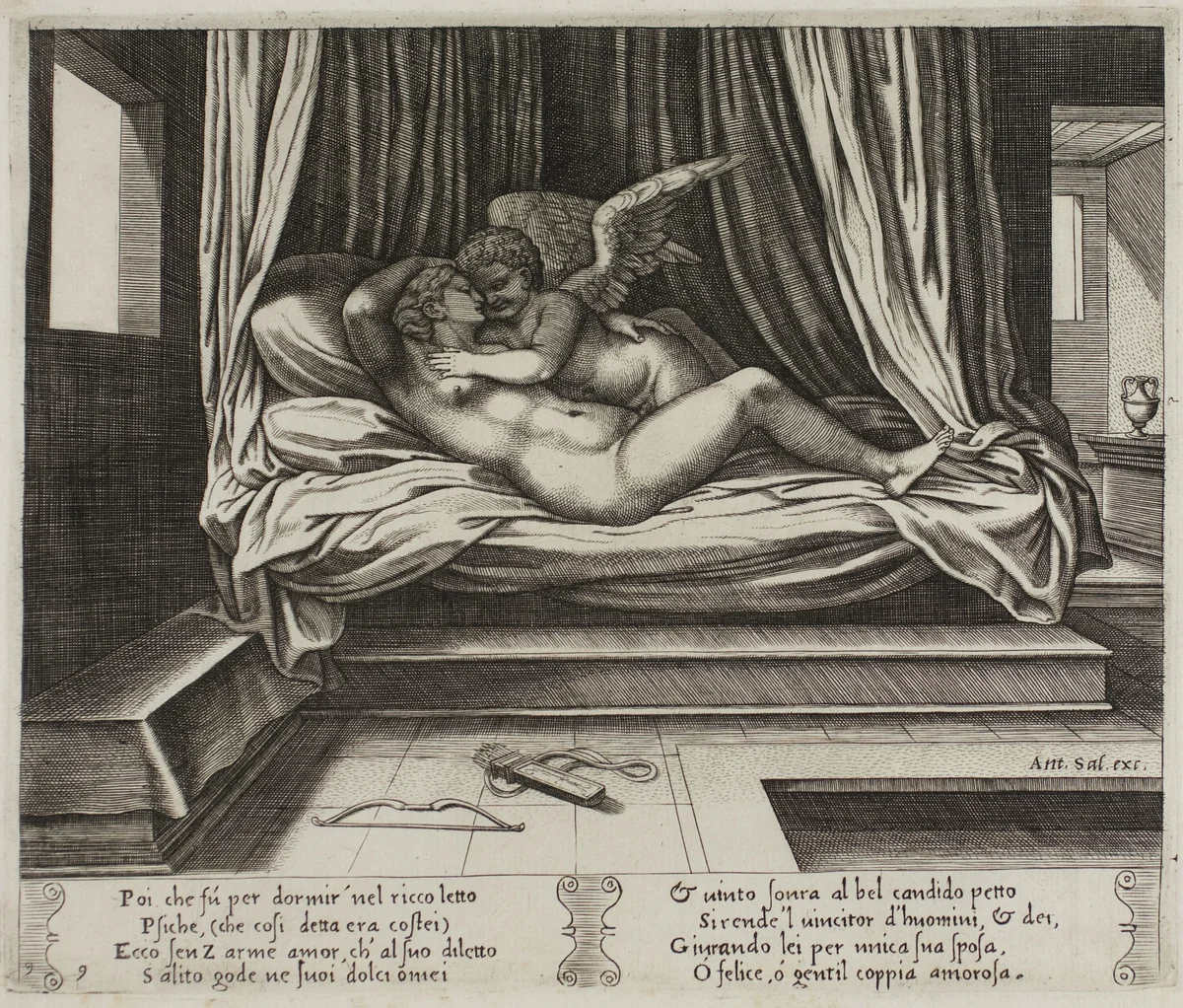 Cupid in Psyche's Arms by Raffaello Sanzio, print, 1530-1540
