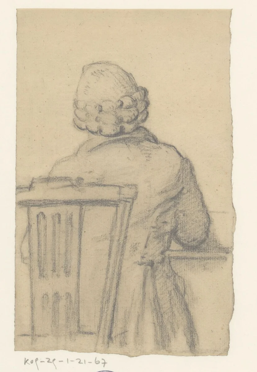Zittende man op de rug gezien by Jean Bernard, drawing, 1775-1833