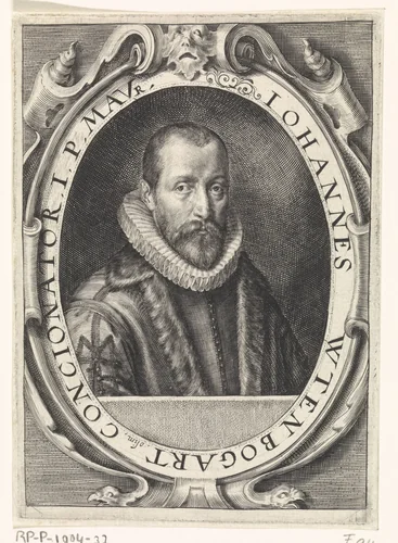 Portret van Johannes Wtenbogaert by Crispijn van de Passe, print, 1574-1637