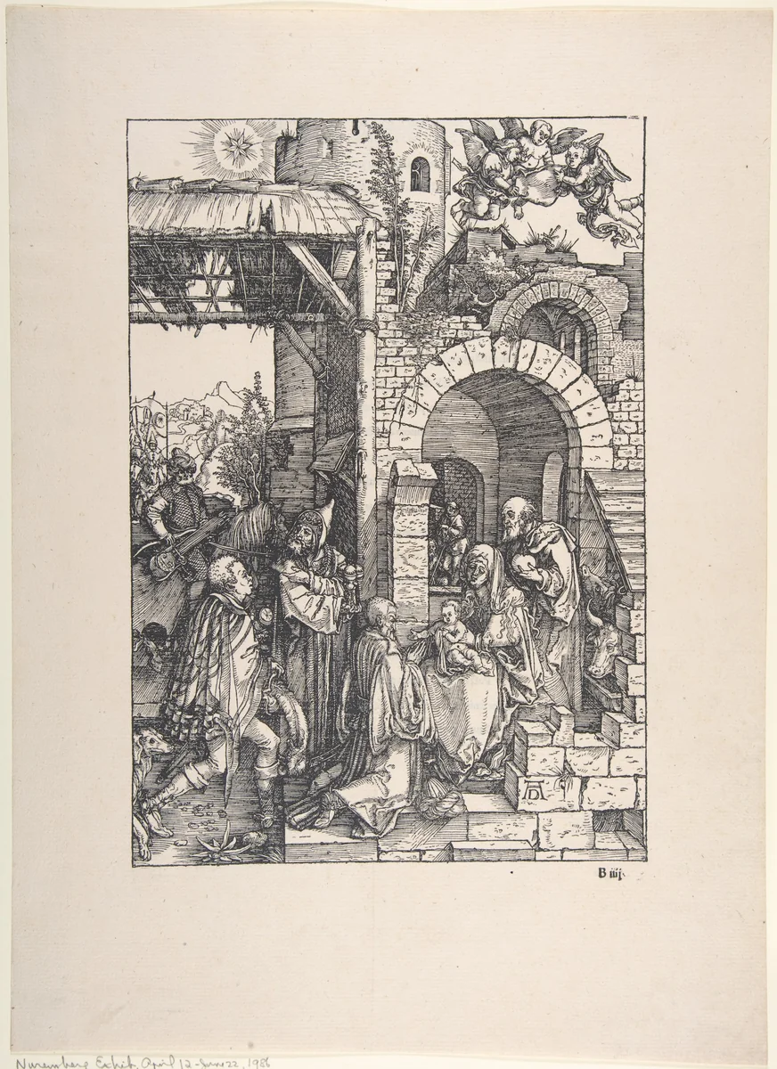 The Adoration of the Magi, from "The Life of the Virgin" by Albrecht Dürer, print, 1497-1507