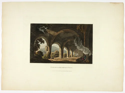 Stables of Meccena's Villa, plate eleven from the Ruins of Rome by M. Dubourg, print, 1798