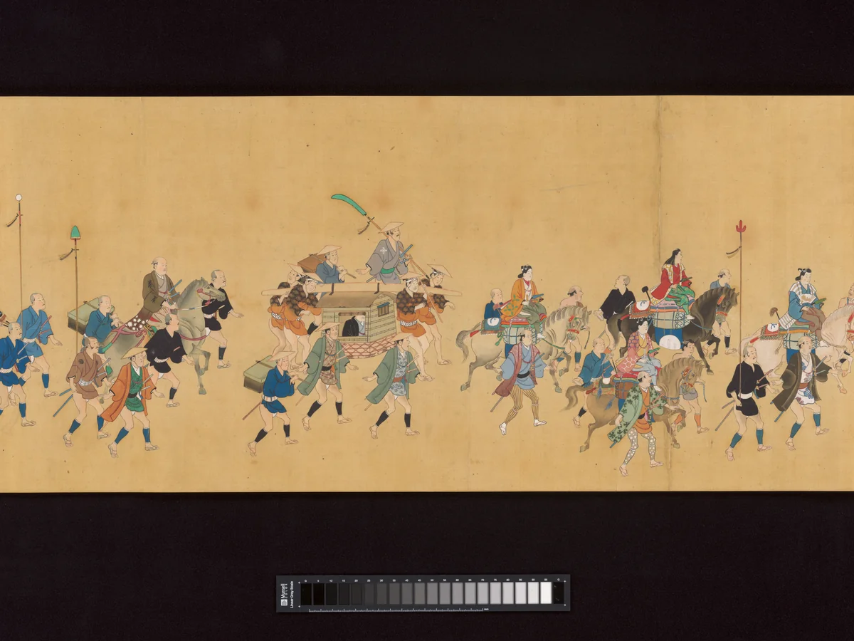 Daimyo Procession to Edo by Hishikawa School, painting, 1690-1710