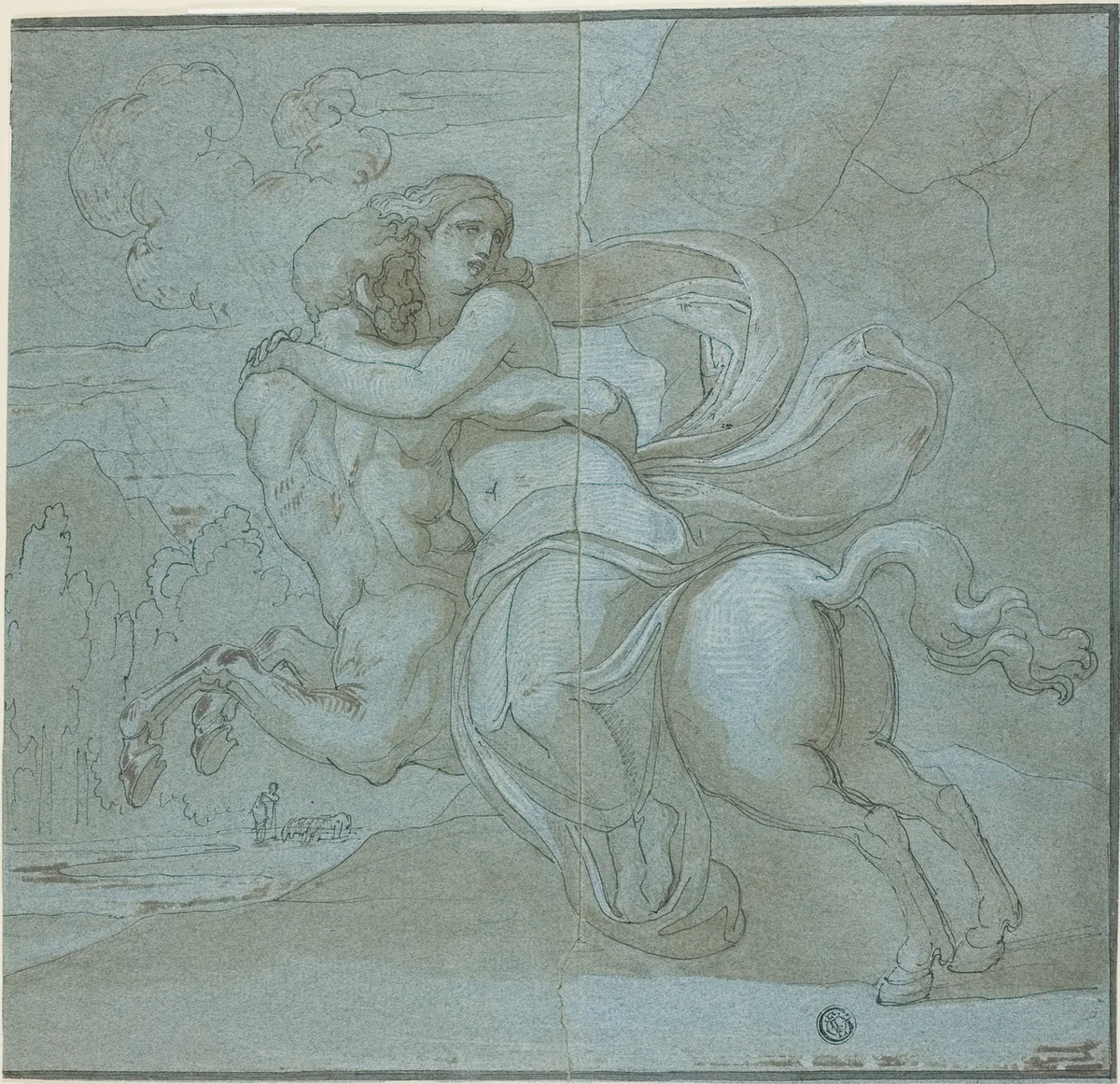 Nessus and Deianira by Vincenzo Camuccini, drawing, 1600-1699