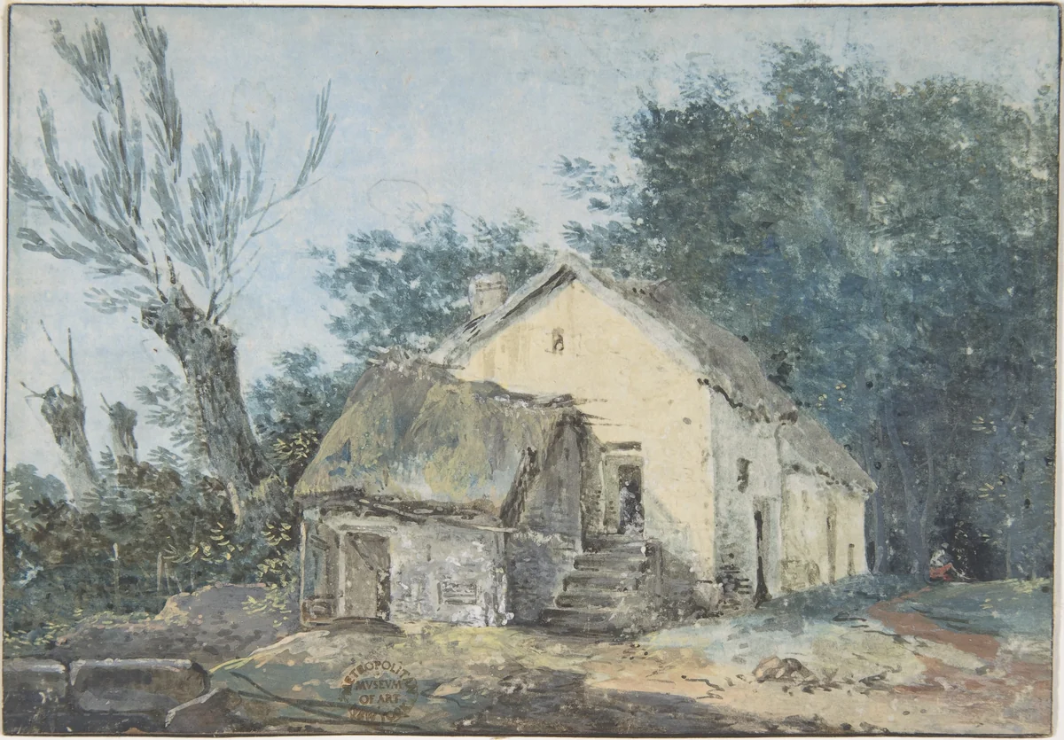 Landscape – Cottage in a Wood by anonymous, drawing, 1700-1799