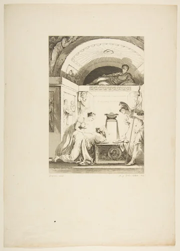 La Matrone d'Ephese, from "Contes et nouvelles en vers par Jean de La Fontaine. A Paris, de l'imprimerie de P. Didot, l'an III de la République, 1795" by Jean Louis Delignon, print, 1793