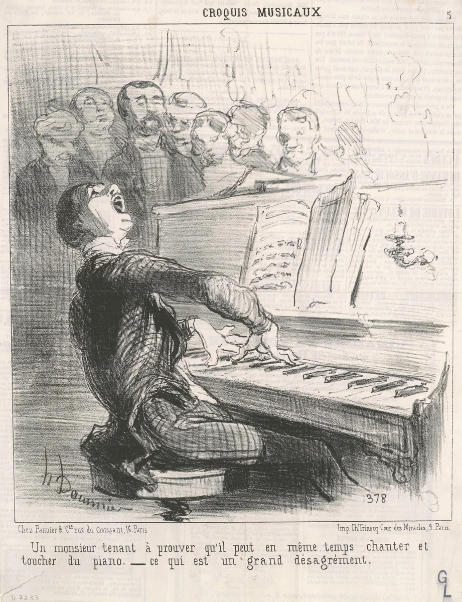 Un Monsieur tenant à prouver qu'il peut... by Honoré Daumier, print, 1852