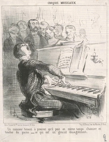Un Monsieur tenant à prouver qu'il peut... by Honoré Daumier, print, 1852
