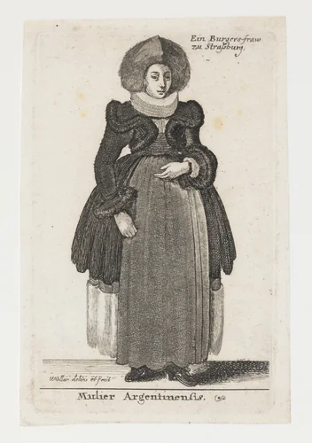 Woman from Strasbourg (Mulier Argentinensis) by Wenceslaus Hollar, print, 1642-1644