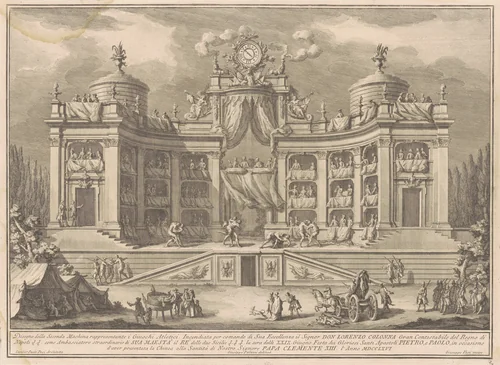 The Seconda Macchina for the Chinea of 1766: A Theater for Athletic Games by Giuseppe Vasi, print, 1766