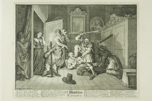 Hudibras Catechized, plate nine from Hudibras by William Hogarth, print, 1725-1726