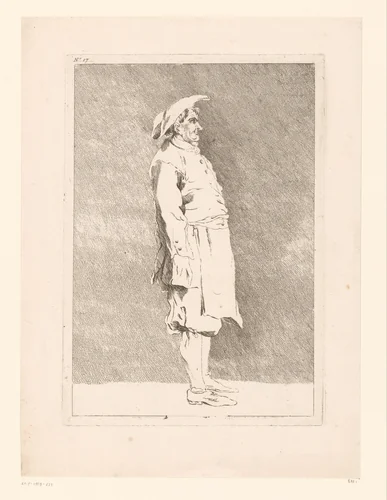 Karikatuur van een Franse man by Ange Laurent de Lalive de Jully, print, 1745-1779