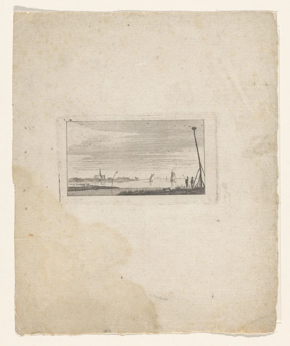 Landschap met de Grote Kerk van Alkmaar in de achtergrond by anonymous, print, 1701-1800