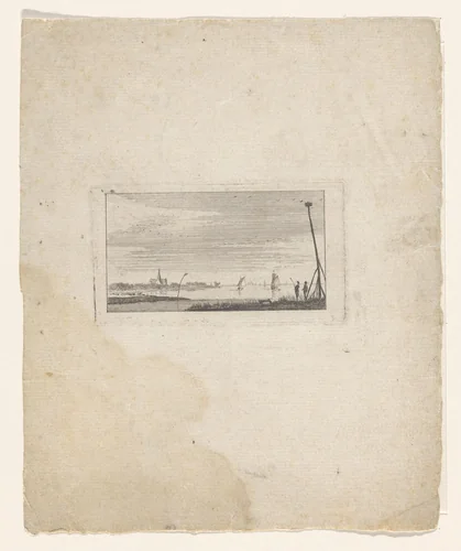 Landschap met de Grote Kerk van Alkmaar in de achtergrond by anonymous, print, 1701-1800