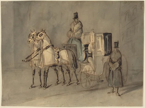 Carriage with Driver and Groom: Autumn by Constantin Guys, drawing, 1805-1892