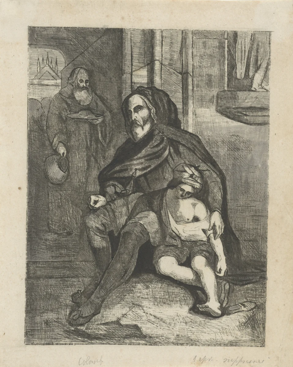 Christoffel Columbus ontfermt zich over een kind by Arnoud Schaepkens, print, 1831-1904