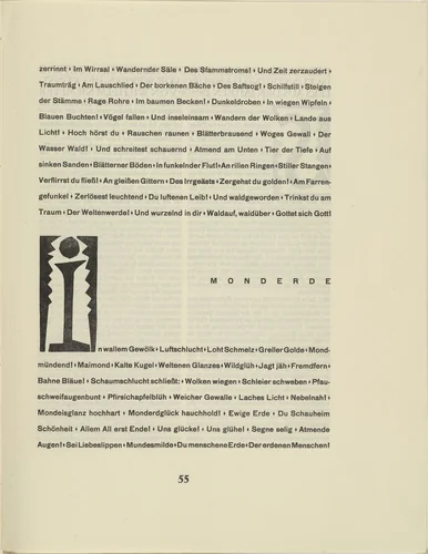 Ornamental initial 'I' from the periodical Kündung, vol. 1, no. 4, 5, 6 (April, May, June 1921) by Karl Schmidt-Rottluff, periodical, 1921