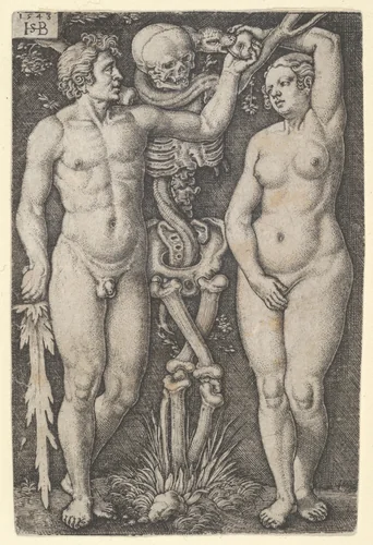 Adam and Eve by Sebald Beham, print, 1543