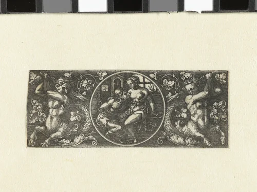 Cimon en Pero tussen twee tritons by Unknown, print, 1510-1550