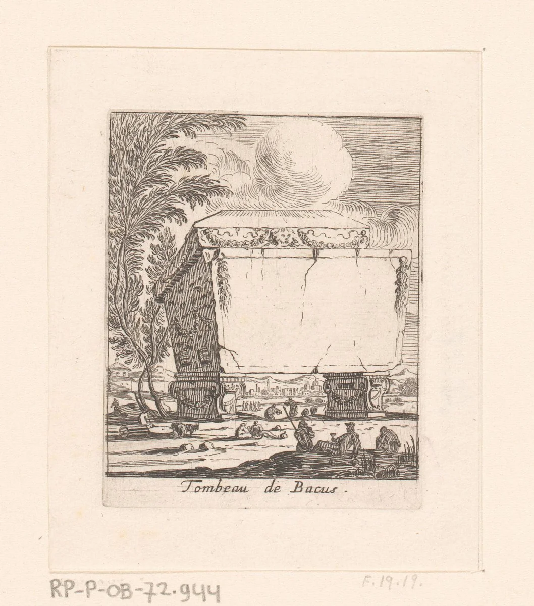 Gezicht op een klassieke tombe by Israël Silvestre, print, 1631-1661