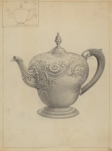 Silver Teapot by American 20th Century, index of american design, 1936