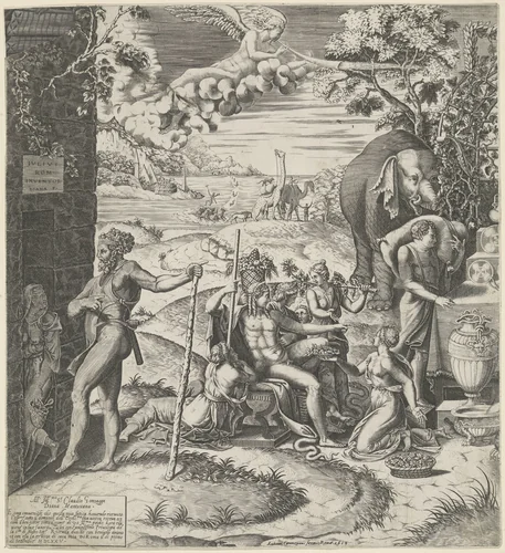 Huwelijksfeest van Amor en Psyche (linker deel) by Unknown, print, 1575