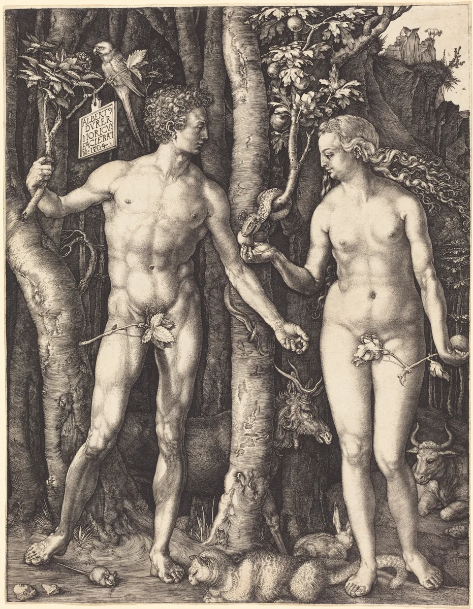 Adam and Eve by Albrecht Dürer, print, 1504