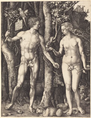 Adam and Eve by Albrecht Dürer, print, 1504