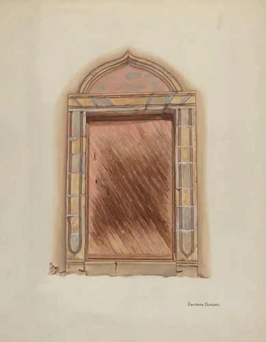 Carved Stone Doorway, Mission San Carlos Borromeo by Gordena Jackson, index of american design, 1938