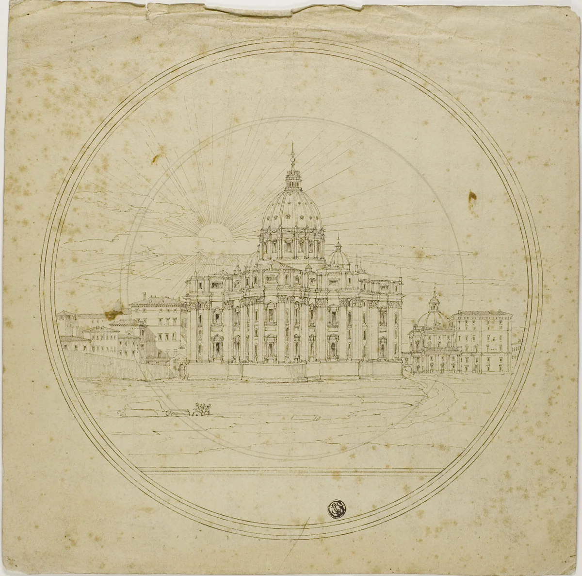 Exterior View of Apse, Saint Peter's by Liévin Cruyl, drawing, 1654-1720