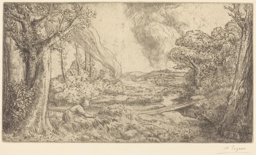 Landscape (Paysage) by Alphonse Legros, print, 1837-1911
