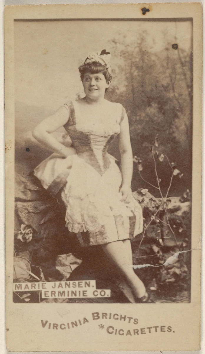 Marie Jansen, Erminie Co., from the Actors and Actresses series (N45, Type 6) for Virginia Brights Cigarettes by Allen & Ginter, photograph, 1885-1891
