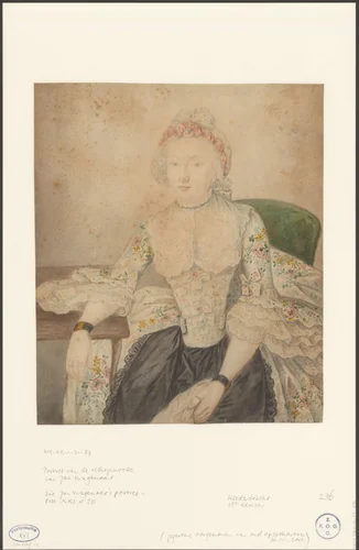 Portret van Christina Vergoes by anonymous, drawing, 1729-1773