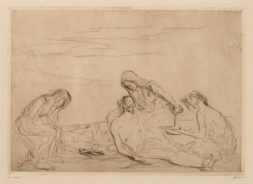Pietà (third plate) by Jean-Louis Forain, print, 1910
