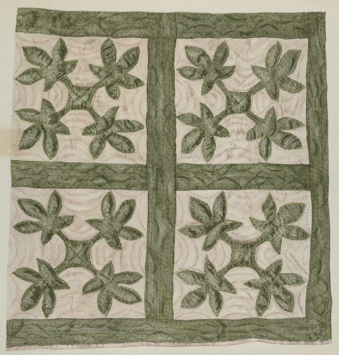 Applique Quilt by Mildred E. Bent, index of american design, 1935-1942