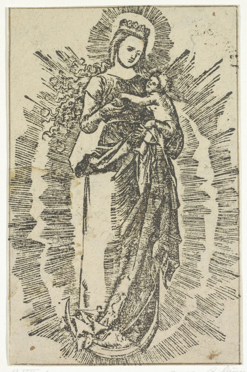 Maria met Christuskind by Jost de Negker, print, 1495-1554
