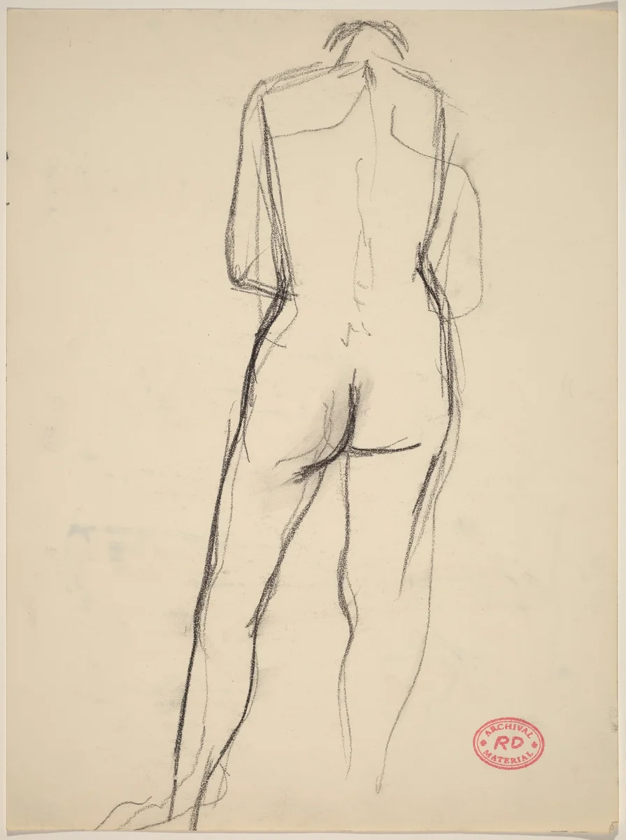 Untitled [back view of standing nude looking down] by Richard Diebenkorn, drawing, 1955-1967