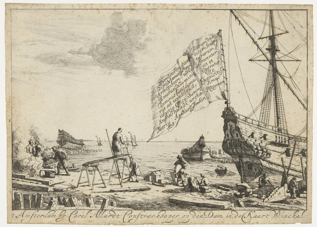 Scheepswerf by anonymous, print, 1675-1705