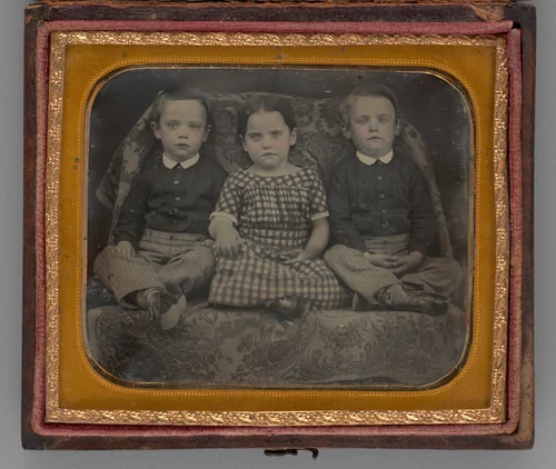 Untitled (Portrait of a Girl and Two Boys) by Unknown maker, other, 1858
