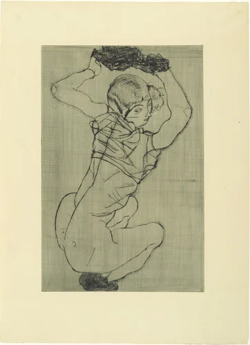 Squatting Woman (Kauernde) from The Graphic Work of Egon Schiele (Das Graphische Werk von Egon Schiele) by Egon Schiele, print, 1914