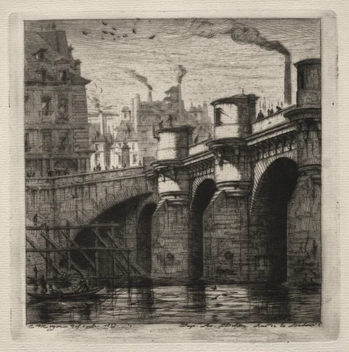 Etchings of Paris: The New Bridge by Charles Meryon, print, 1853