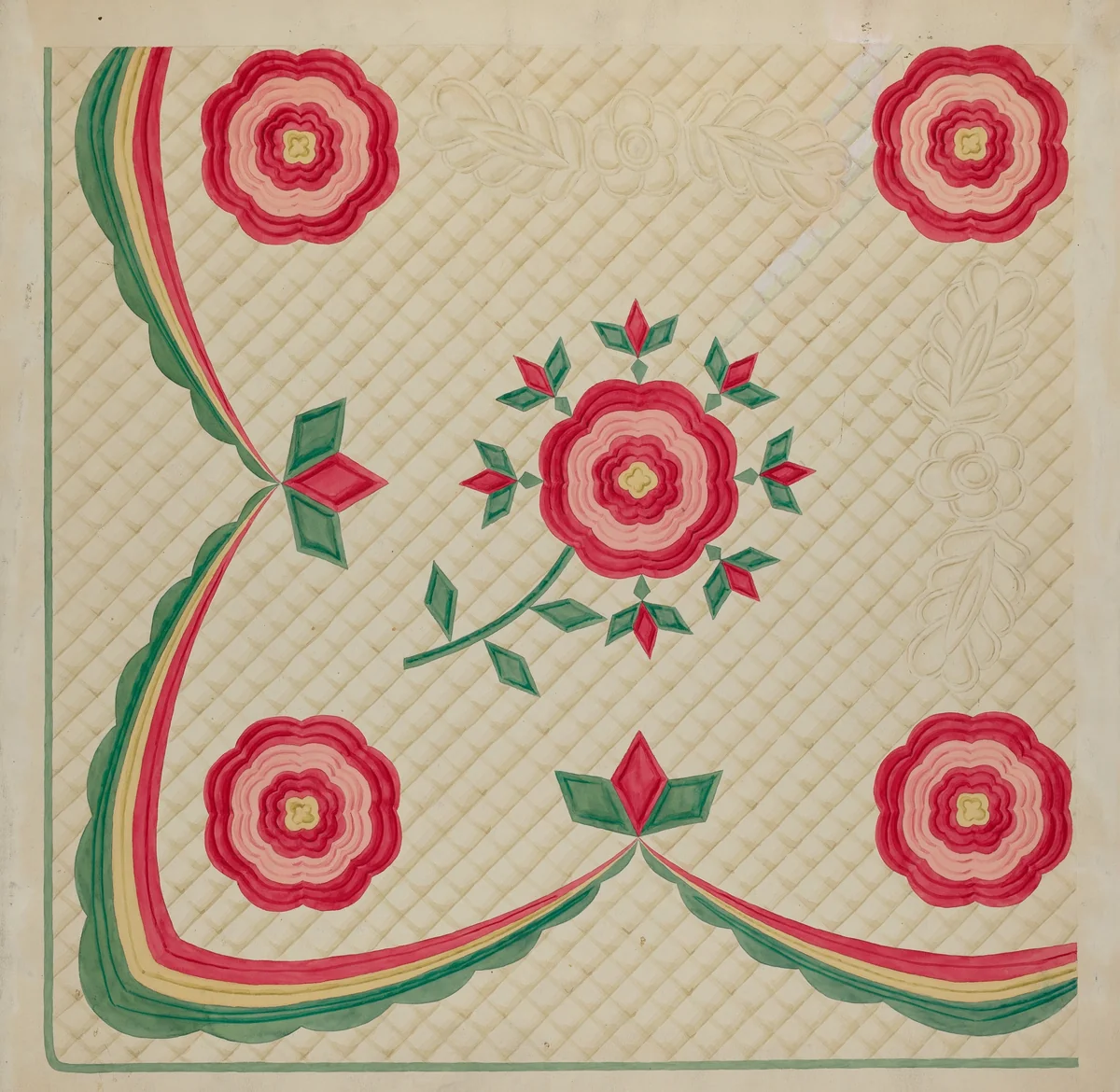 Applique Quilt by Dorothy Posten, index of american design, 1936