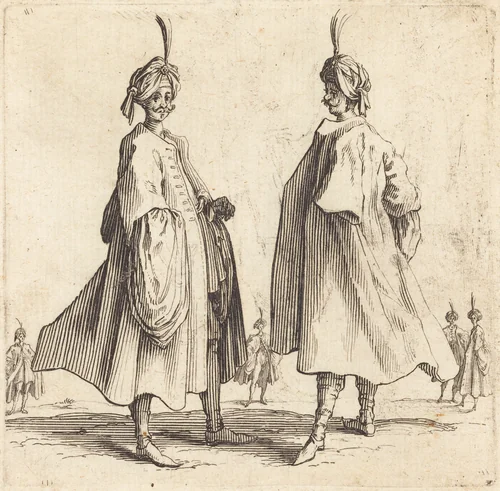 Two Turks by Jacques Callot, print, 1621-1624
