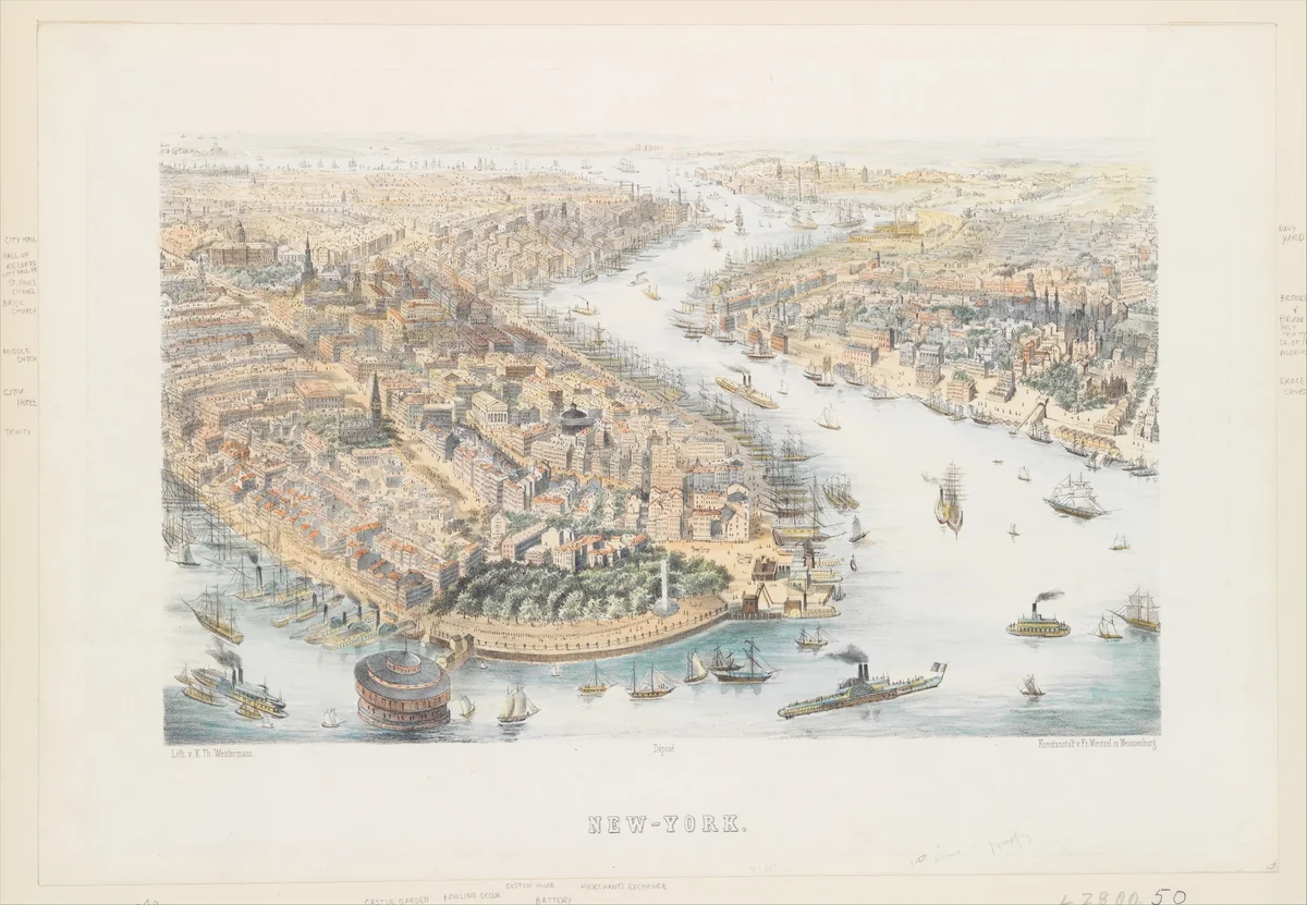 New-York (From the Southwest) by K. Th. Westermann, print, 1847-1857