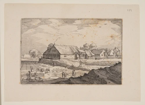 Farms and Bleaching-Fields, from Views in the Surroundings of Haarlem (Plaisante Plaetsen) by Claes Jansz Visscher, print, 1610-1620