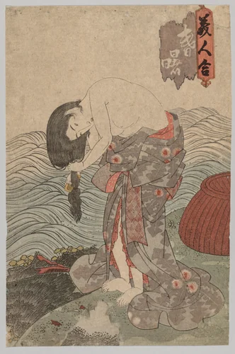 Woman Diver Combing her Hair by Utagawa Kunisada (歌川国貞), print, 1786-1864