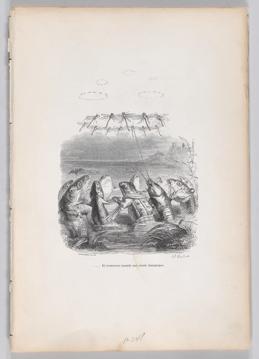... and soon formed a fantastic round, from "Scenes from the Private and Public Life of Animals" by J. J. Grandville, print, 1832-1852