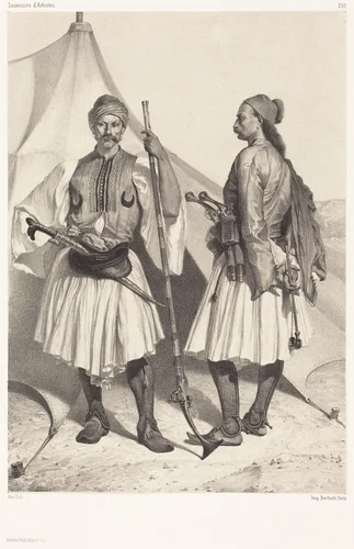 Arnautes, Égypte (Albanians, Egypt) by Alexandre Bida, print, 1850-1870