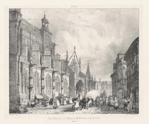 Vue general de l'Église St. Gervais et St. Protais à Gisors by Richard Parkes Bonington
Gottfried Engelmann, print, 1824